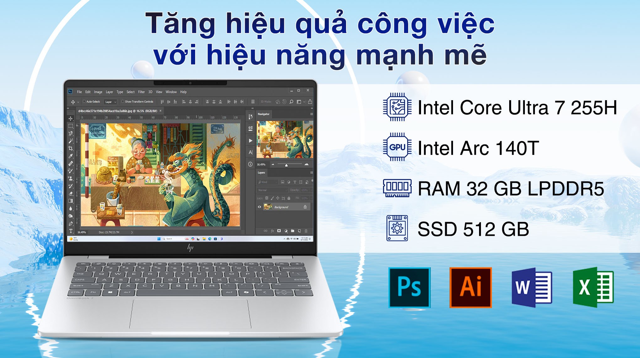 Laptop HP OmniBook 7 14 fr0024TU - C1MN0PA (Ultra 7 255H, 32GB, 512GB, WUXGA, OfficeH24+365B, Win11)