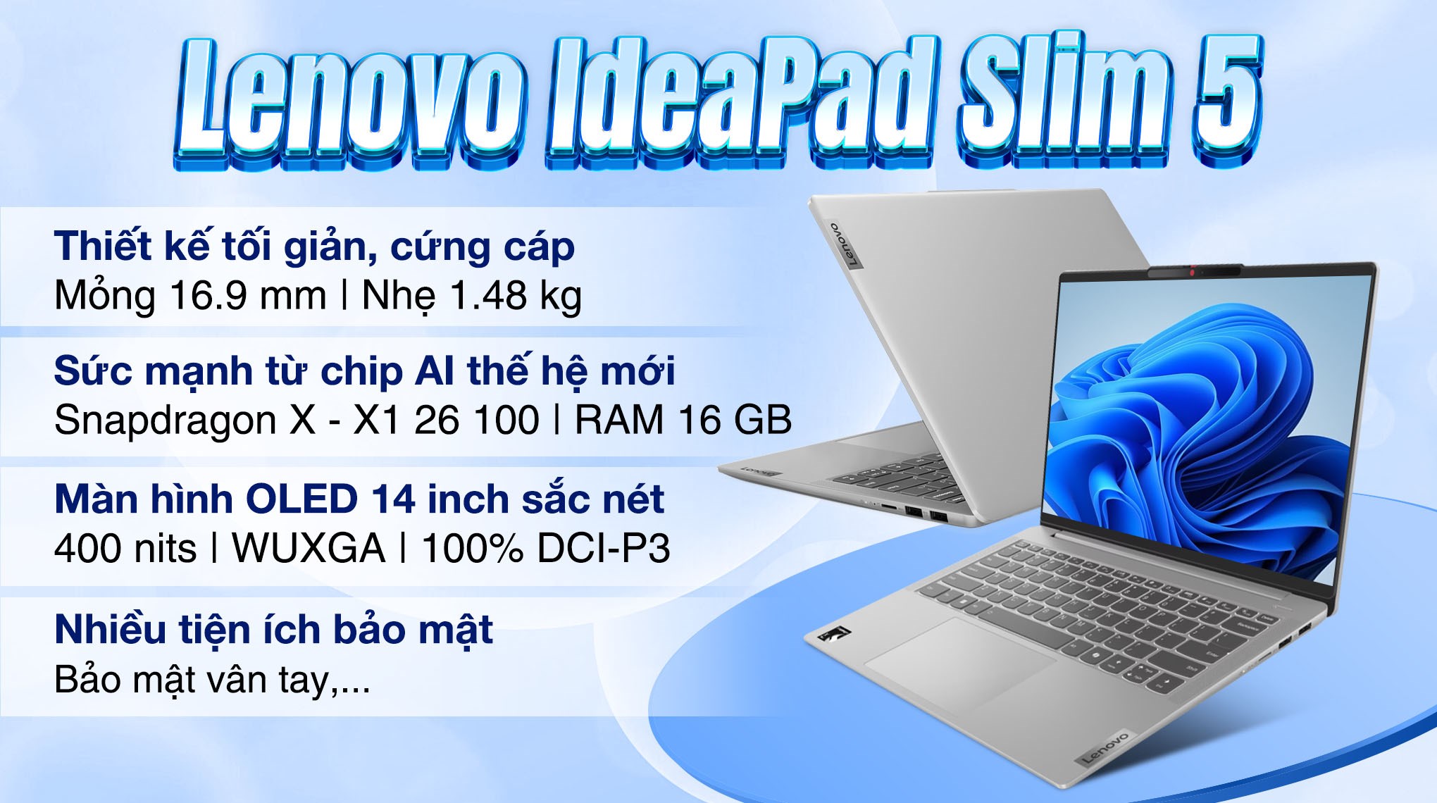 Laptop Lenovo IdeaPad Slim 5 14Q8X9 - 83HL005AVN (X1 26 100, 16GB, 512GB, WUXGA OLED, Win11)
