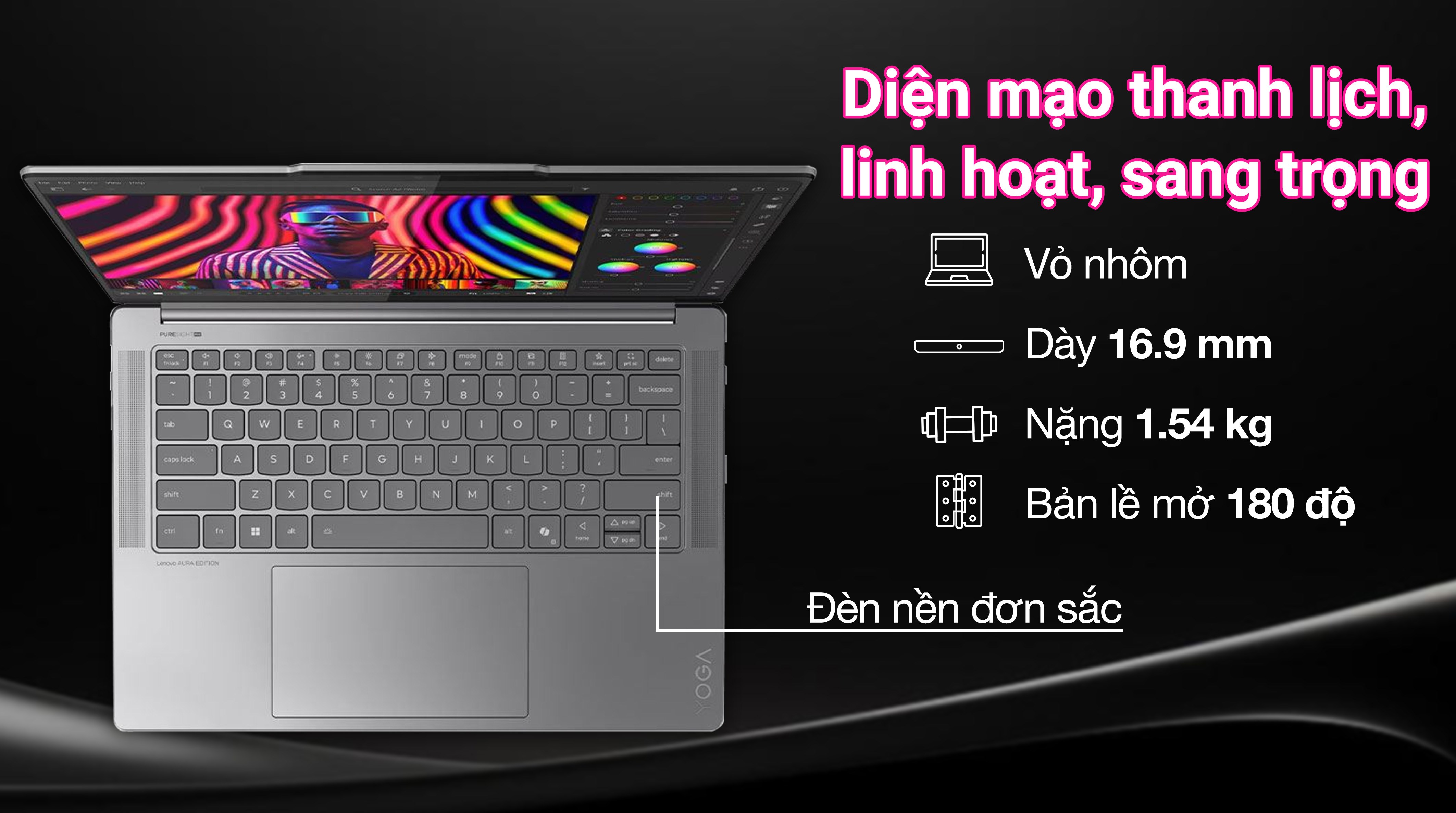 Laptop Lenovo Yoga Pro 7 14IAH10 - 83KF002BVN (Ultra 9 285H, 32GB, 1TB, 3K OLED 120Hz, Cảm ứng, OfficeH24+365, Win11)