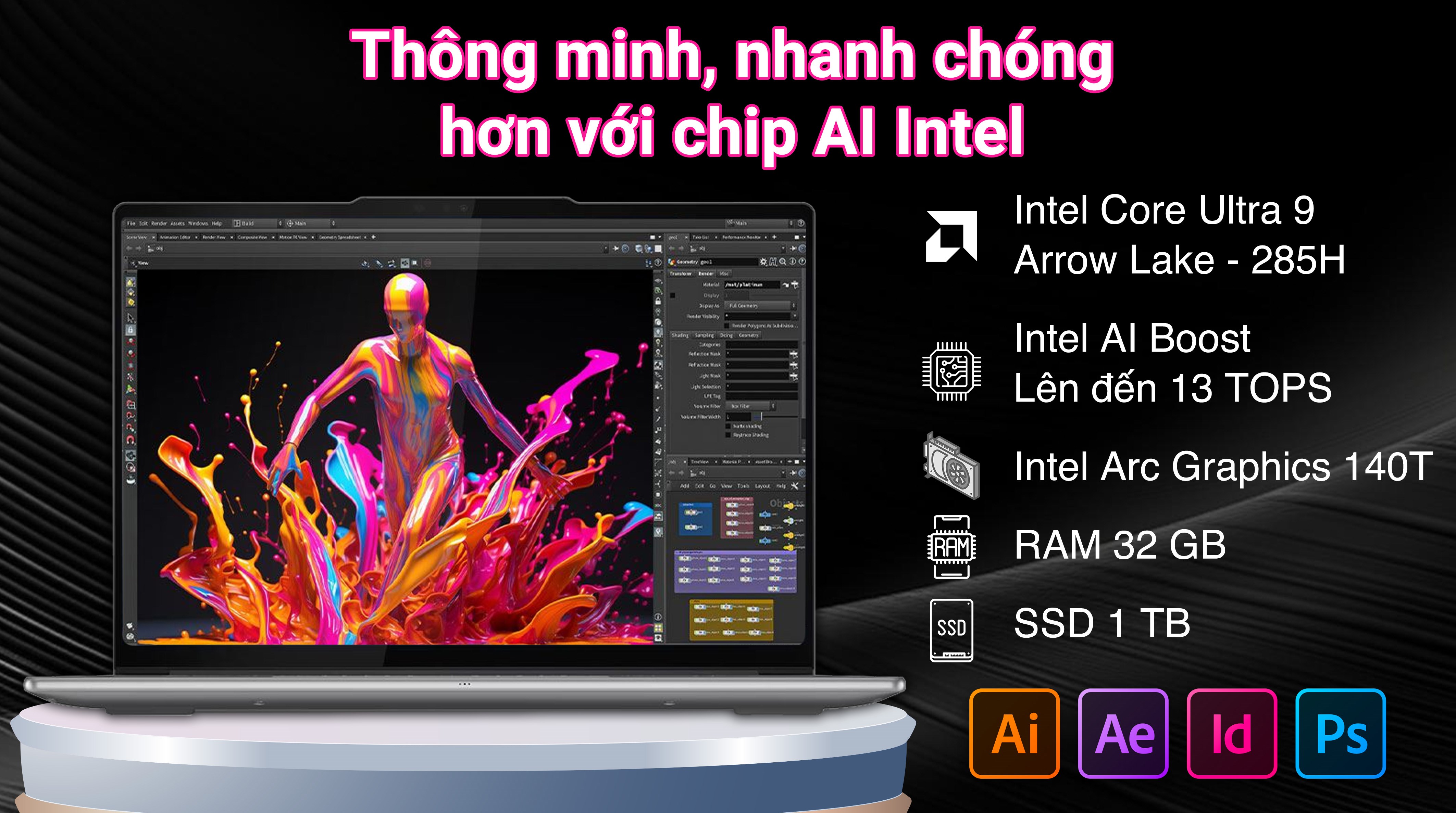 Laptop Lenovo Yoga Pro 7 14IAH10 - 83KF002BVN (Ultra 9 285H, 32GB, 1TB, 3K OLED 120Hz, Cảm ứng, OfficeH24+365, Win11)