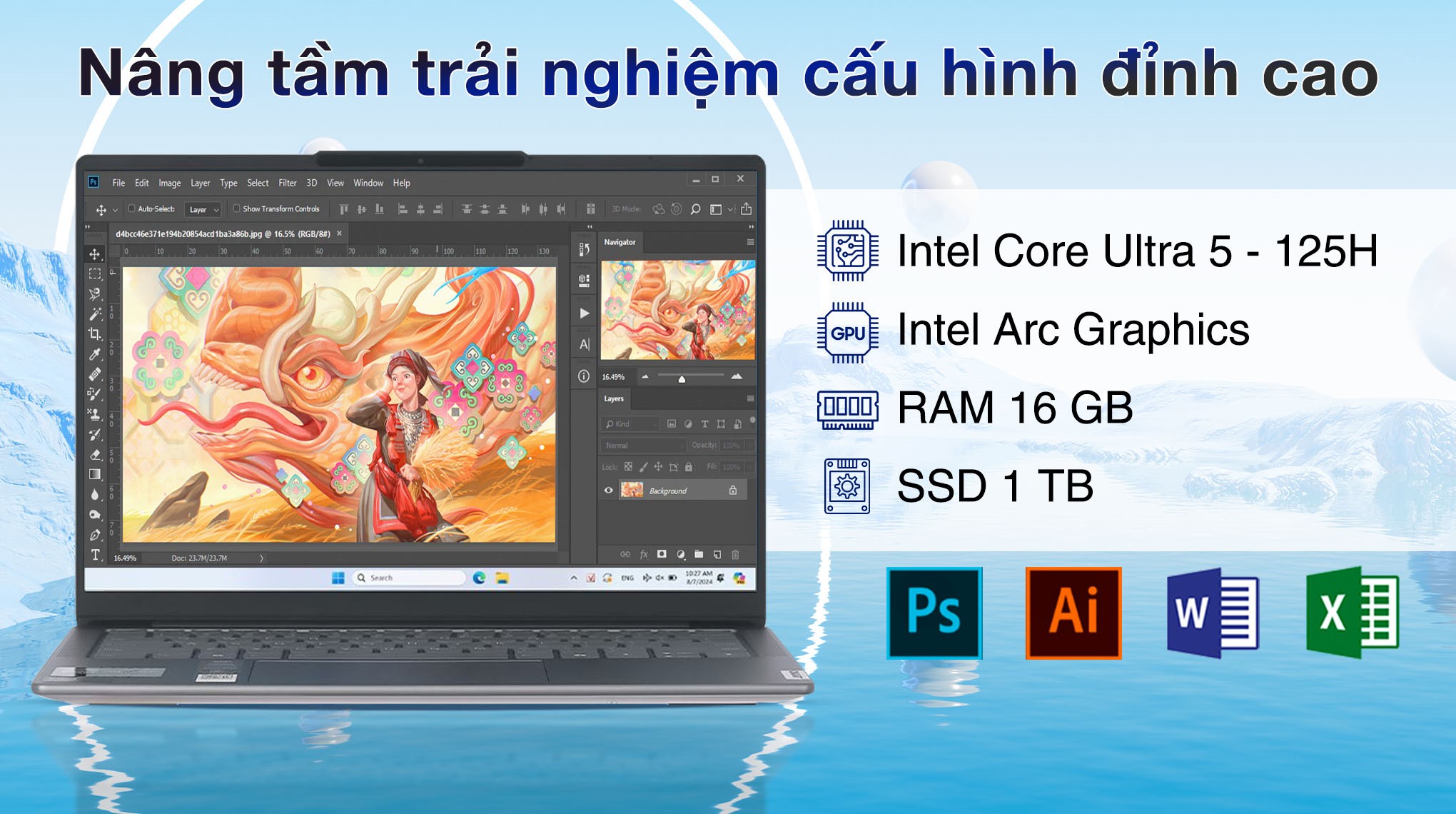 Laptop Lenovo Yoga Slim 7 OLED 14IMH9 - 83CV00D8VN (Ultra 5 125H, 16GB, 1TB, WUXGA OLED, OfficeH24+365, Win11)