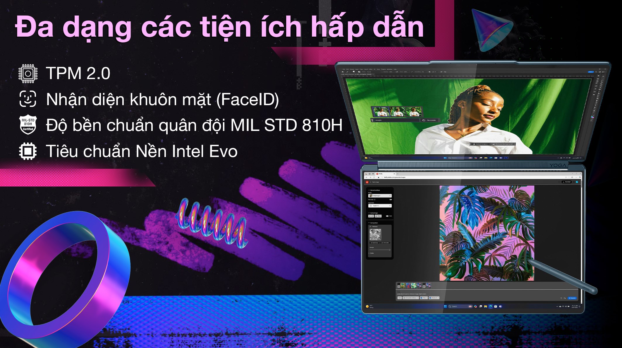 Laptop Lenovo Yoga Book 9 2in1 14IAH10 - 83KJ002UVN (Ultra 9 285H, 32GB, 1TB, 2.8K OLED 120Hz, Cảm ứng, OfficeH24+365, Win11)