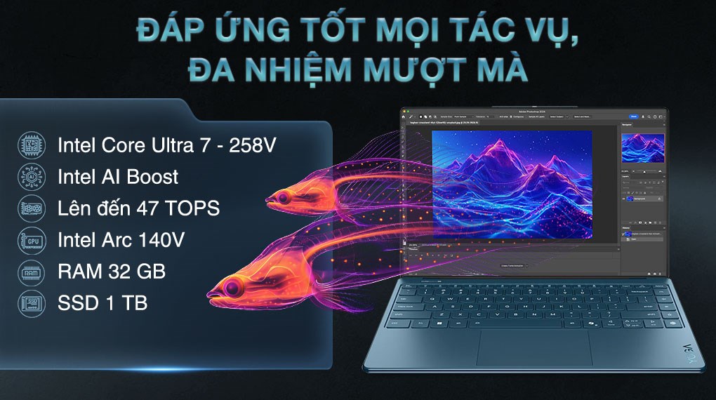 Laptop Lenovo Yoga  Slim 9 14ILL10 - 83CX002UVN (Ultra 7 258V, 32GB, 1TB, 4K OLED 120Hz, Cảm ứng, OfficeH24+365, Win11)