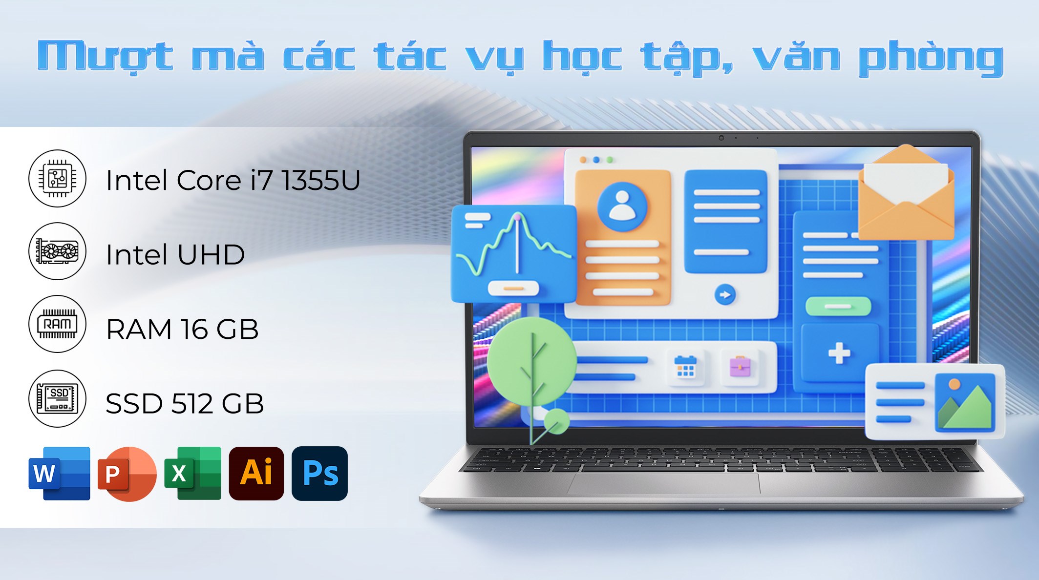 Laptop Dell 15 DC15250 - 71073959 (i7 1355U, 16GB, 512GB, Full HD 120Hz, OfficeH24+365B, Win11)