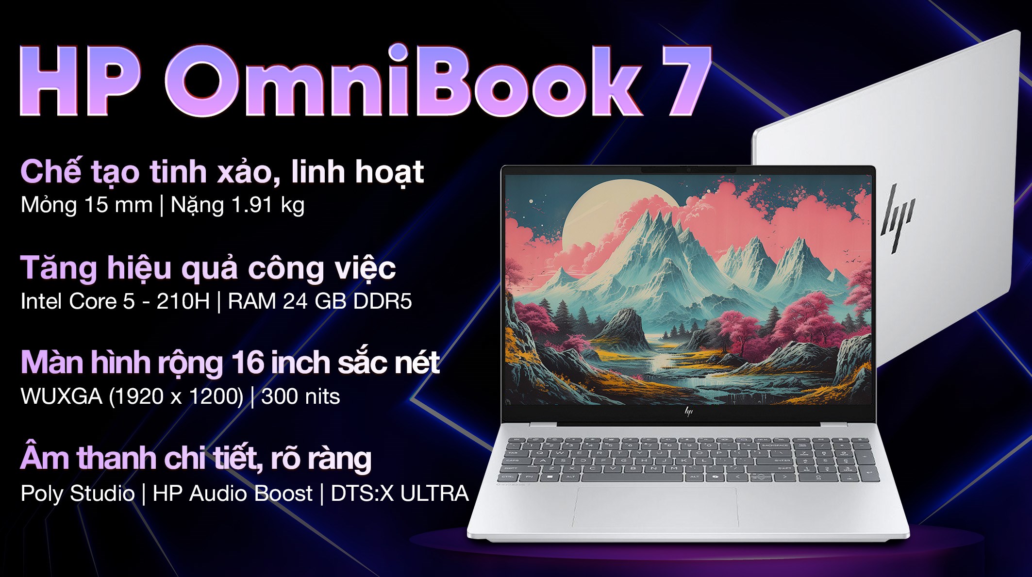 Laptop HP OmniBook 7 16 az0038TU - C2CX1PA (Core 5 210H, 24GB, 512GB, WUXGA, OfficeH24, Win11)