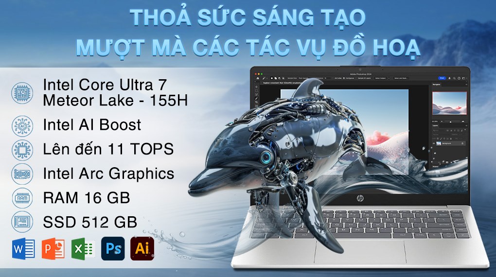 Laptop HP 14 ep1137TU - C2CY8PA (Ultra 7 155H, 16GB, 512GB, Full HD, Win11)