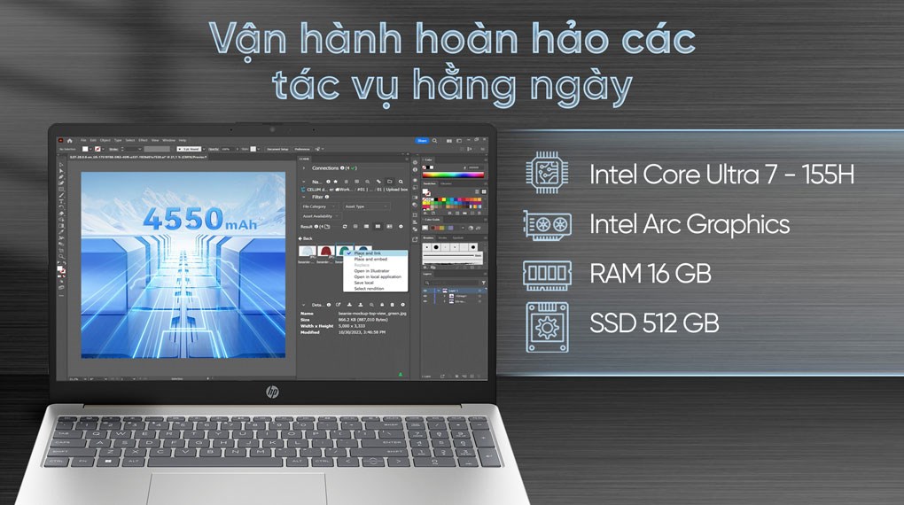 Laptop HP 15 fd1288TU - C2CV7PA (Ultra 7 155H, 16GB, 512GB, Full HD, Win11)