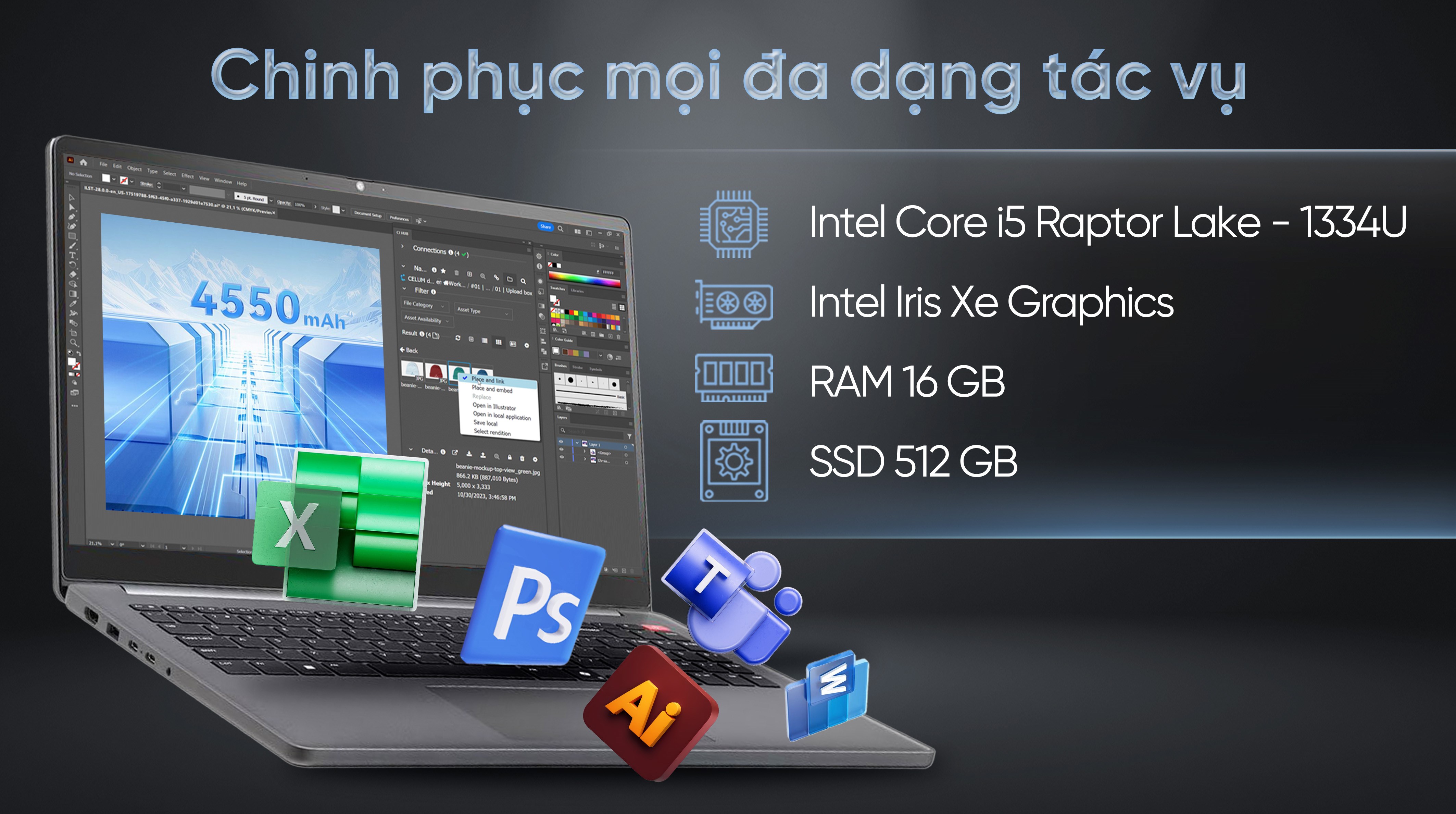 Laptop LG Grambook 15U50T - 15U50T-G.AV56A5 (i5 1334U, 16GB, 512GB, Full HD, Win11)