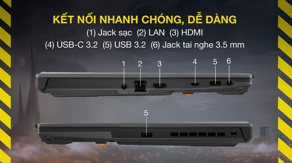 Laptop Asus TUF Gaming F16 FX607VJB - RL151W (Core 5 210H, 16GB, 512GB, RTX 3050 6GB, Full HD+, 144Hz, Win11)