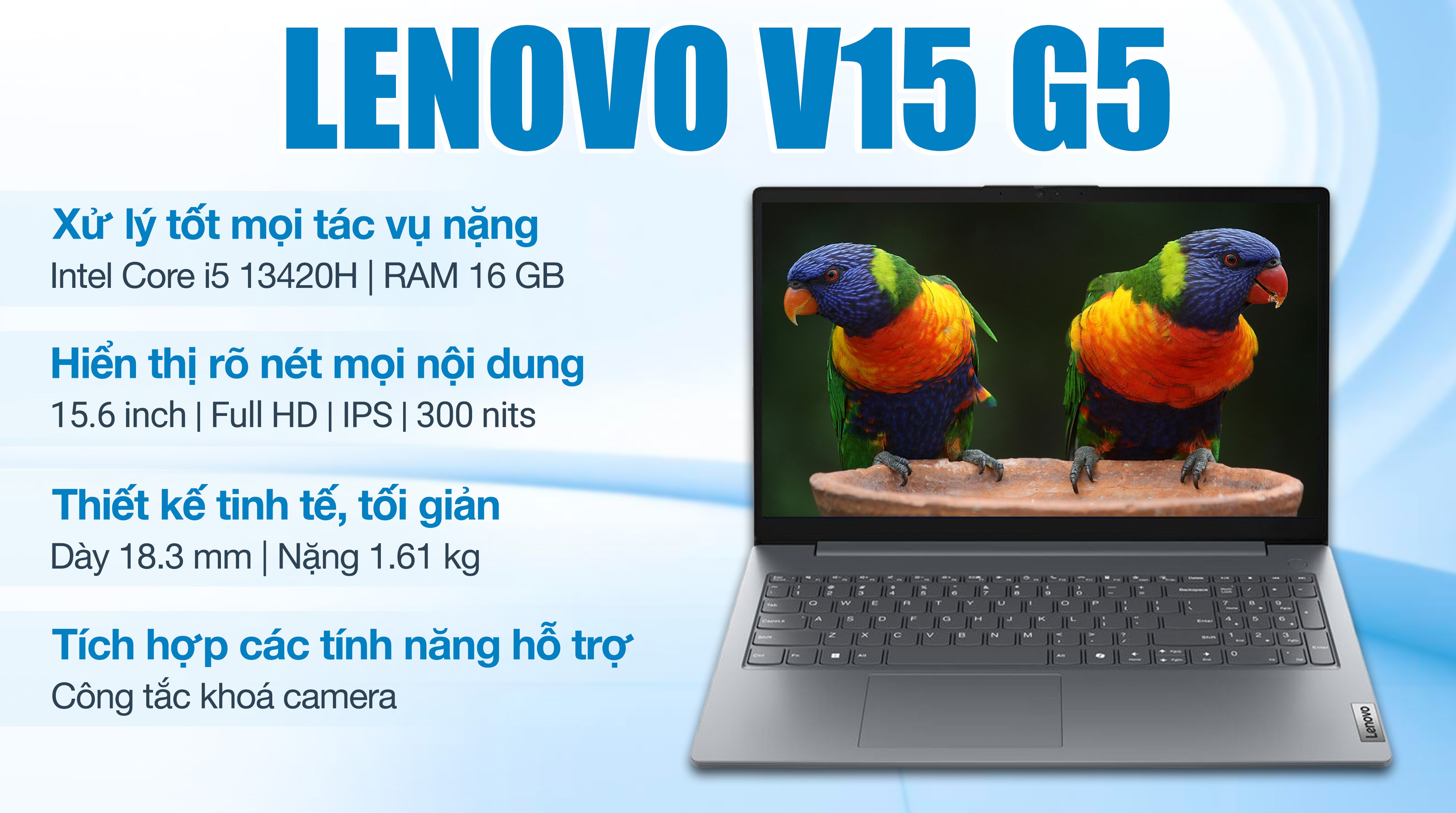 Laptop Lenovo V15 G5 IRL - 83HF00BYVN (i5 13420H, 16GB, 512GB, Full HD, Win11)