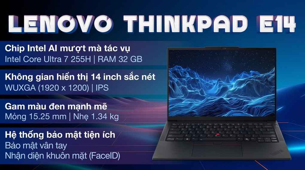 Laptop Lenovo ThinkPad E14 Gen 7 - 21SX0032VN (Ultra 7 255H, 32GB, 1TB, WUXGA, Win11)
