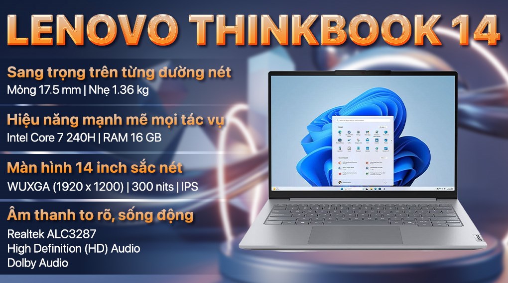 Laptop Lenovo ThinkBook 14 G8 - 21SG007TVN (Core 7 240H, 16GB, 512GB, WUXGA, Win11)