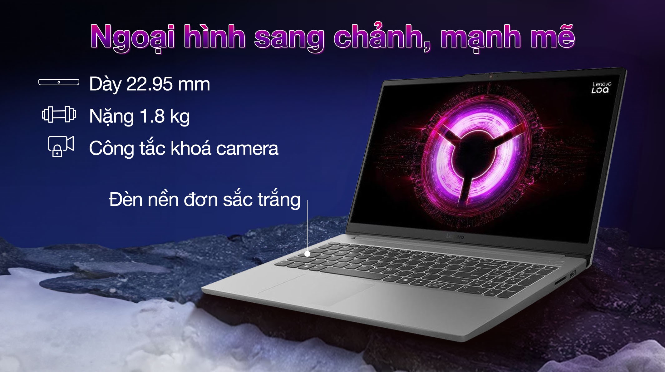 Laptop Lenovo Gaming LOQ 15ARP10E - 83S0000EVN (R7 7735HS, 16GB, 1TB, RTX 4050 6GB, Full HD, 144Hz, Win11)