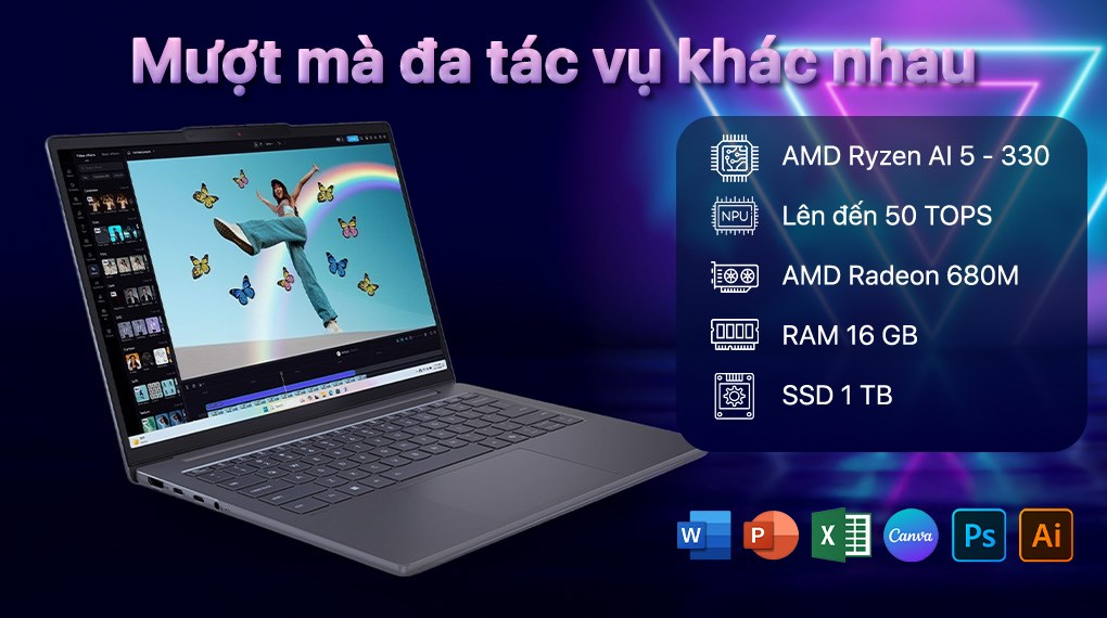 Laptop Lenovo Ideapad Slim 5 OLED 14AKP10 - 83HX00B2VN (R5 330, 16GB, 1TB, WUXGA, Win11)