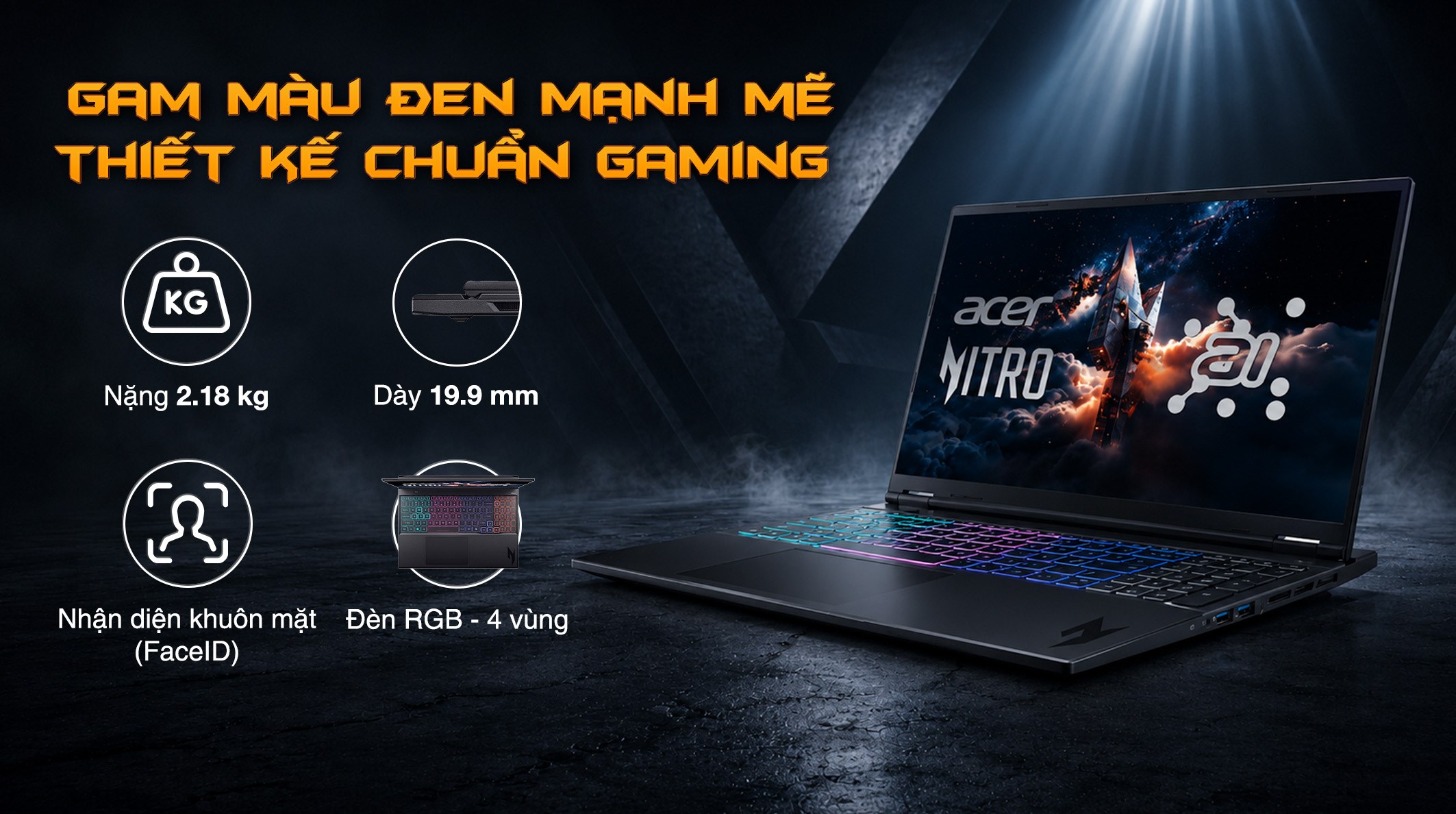Laptop Acer Gaming Nitro ProPanel AN16S 61 R5F4 - NH.QXFSV.001 (R7 AI 350, 16GB, 512GB, RTX 5060 8GB, Full HD+ 180Hz, Win11)