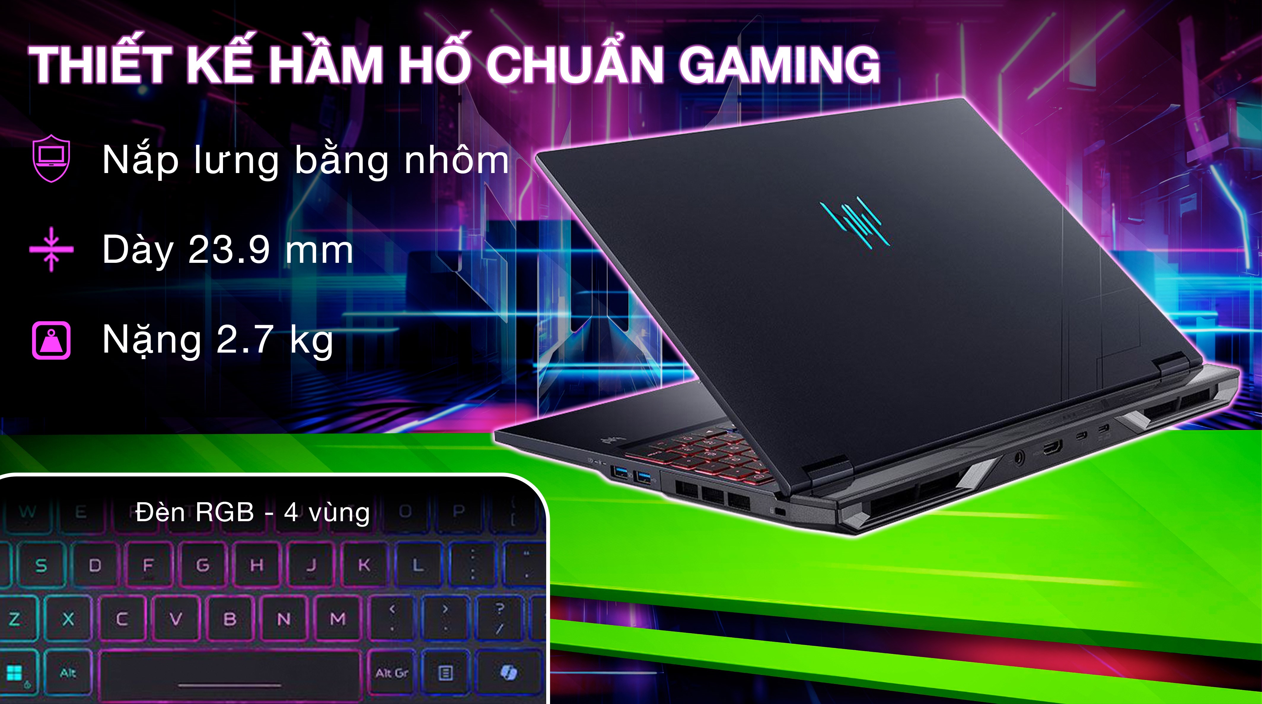 Laptop Acer Gaming Predator Helios Neo 16 AI PHN16 73 757W - NH.QVQSV.001 (Ultra 7 255HX, 32GB, 1TB, RTX 5060 8GB, 2K+ 240Hz, Win11)