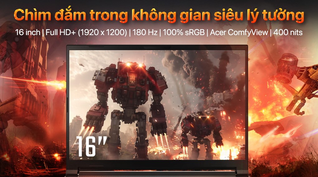 Laptop Acer Gaming Nitro V 16S AI ProPanel ANV16S 41 R337 - NH.QZZSV.002 (R7 260, 16GB, 1TB, RTX 5050 8GB, FHD+ 180Hz, Win11)