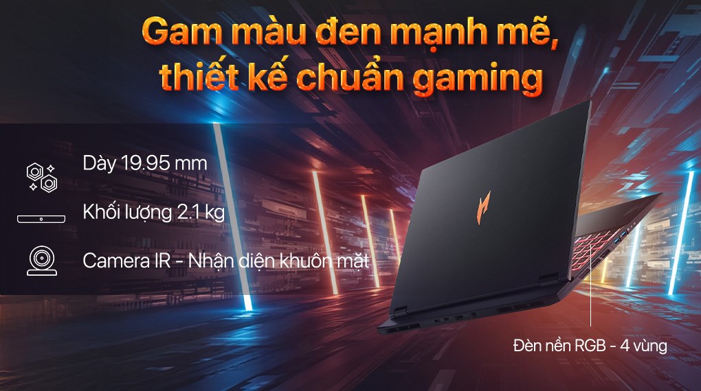 Laptop Acer Gaming Nitro V 16S AI ProPanel ANV16S 61 R9ZV - NH.QXPSV.002 (R7 AI 350, 32GB, RTX 5060 8GB, 2K+ 180Hz, Win11)