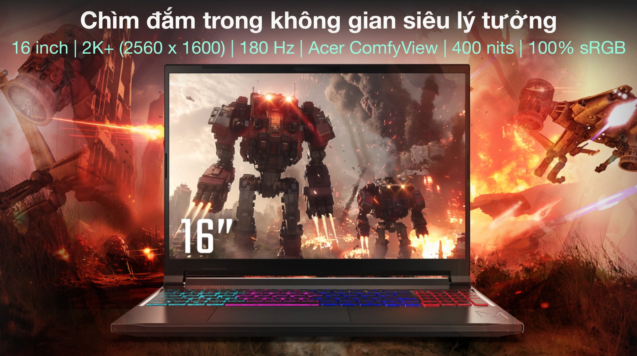 Laptop Acer Gaming Nitro ProPanel AN16S 61 R193 - NH.QXTSV.001 (R9 AI 365, 16GB, 512GB, RTX 5070 8GB, 2K+ 180Hz, Win11)