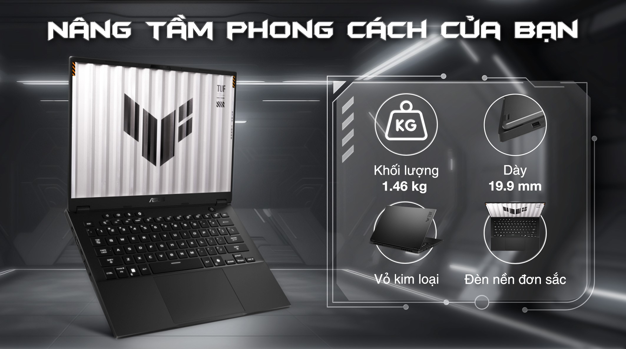 Laptop Asus TUF Gaming A14 FA401KM - RG010WS (R7 AI 350, 32GB, 1TB, RTX 5060 8GB, WQXGA 165Hz, OfficeH24+365, Win11)