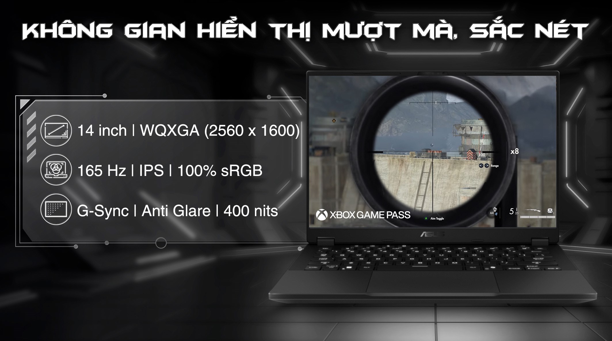 Laptop Asus TUF Gaming A14 FA401KM - RG010WS (R7 AI 350, 32GB, 1TB, RTX 5060 8GB, WQXGA 165Hz, OfficeH24+365, Win11)