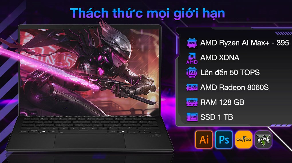 Laptop Asus ROG Flow Z13 GZ302EA - RU145WS (RYZEN AI MAX+ 395, 128GB, 1TB, WQXGA 180Hz, OfficeH24+365B, Win11)