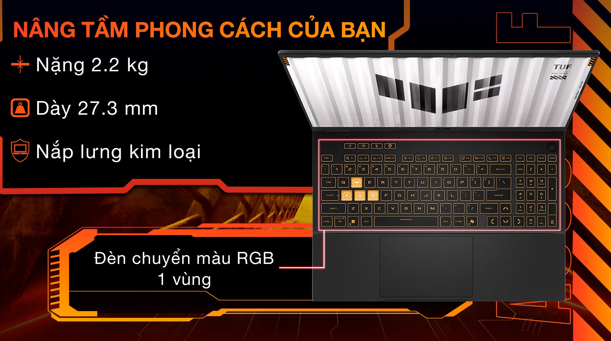 Laptop Asus TUF Gaming F16 FX608JHR - RV160W (i5 14450HX, 16GB, 512GB, RTX 5050 8GB, WUXGA 165Hz, Win11)