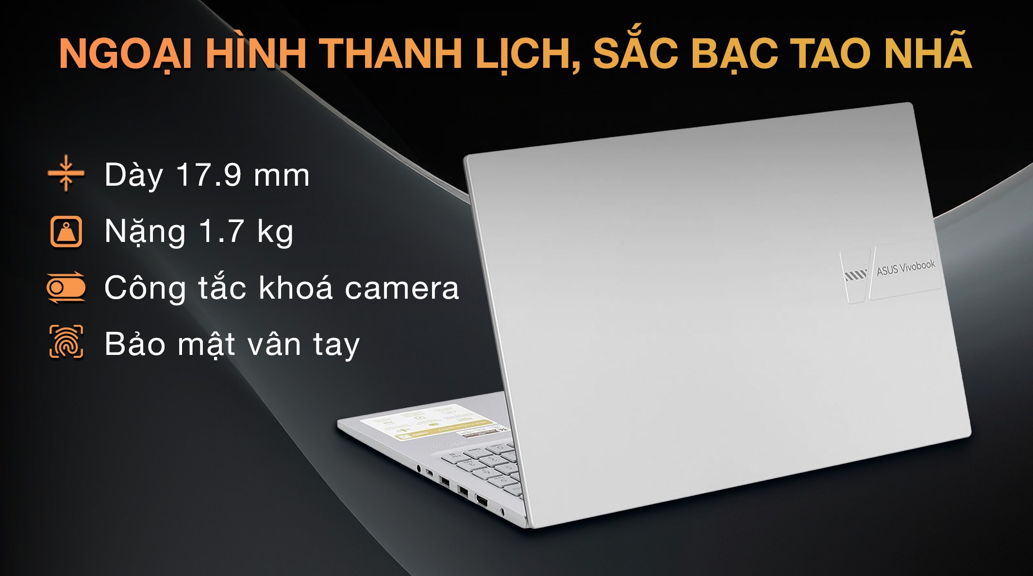 Laptop Asus Vivobook 15 X1504VA - BQ185W (Core 5 120U, 16GB, 512GB, Full HD, Win11)