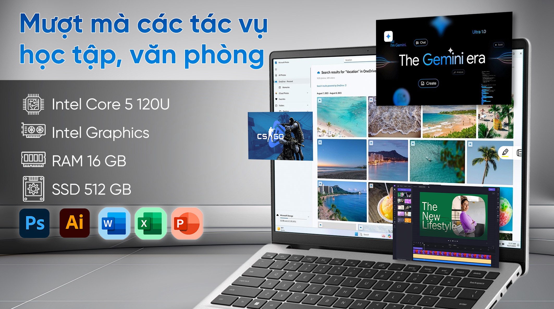 Laptop Dell 14 DC14250 - DC4C5386W (Core 5 120U, 16GB, 512GB, Full HD+, OfficeH24+365, Win11)