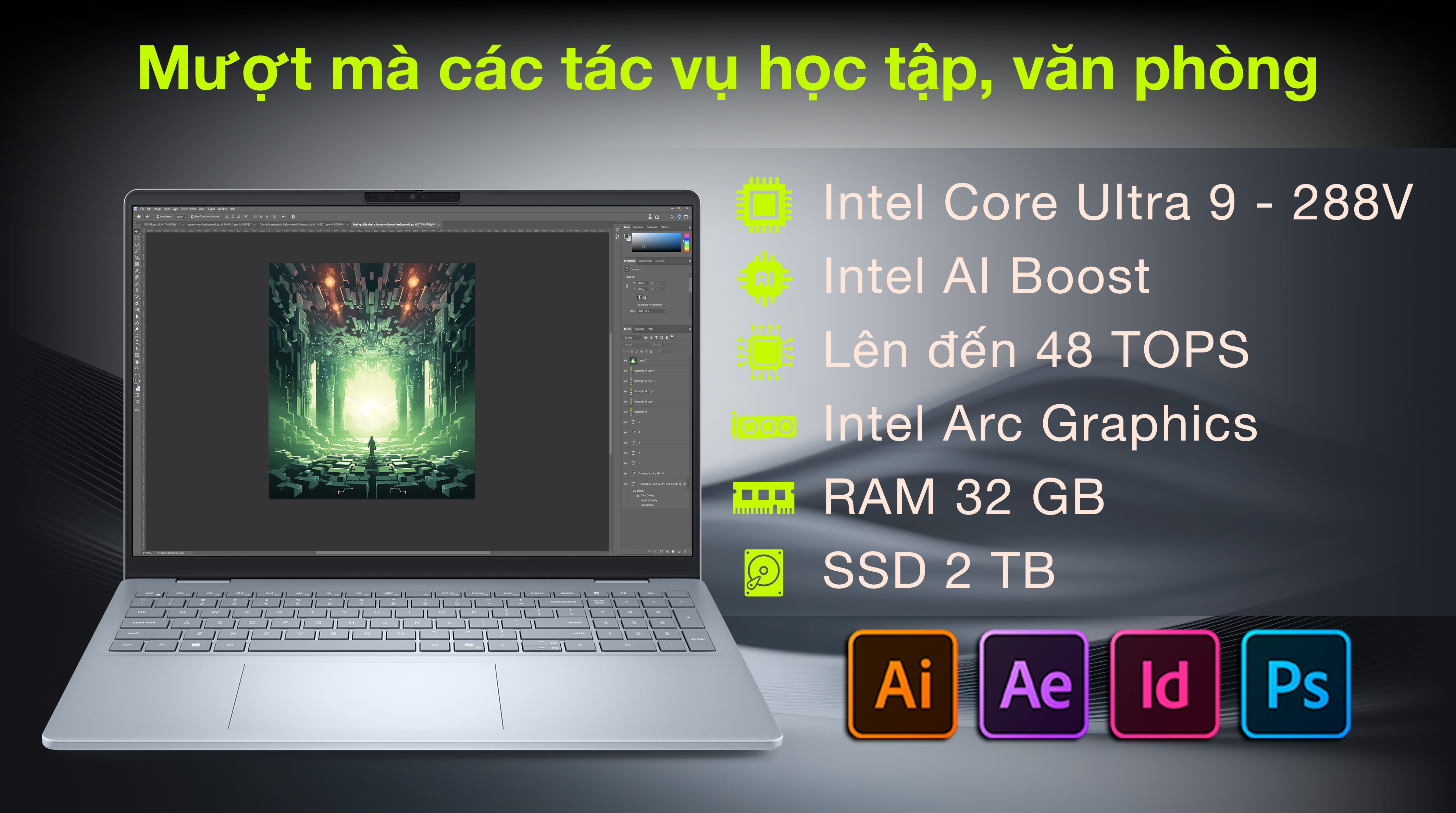 Laptop Dell 16 Plus DB16250 - X65NW9 (Ultra 9 288V, 32GB, 2TB, QHD+ 120Hz, OfficeH24+365, Win11)