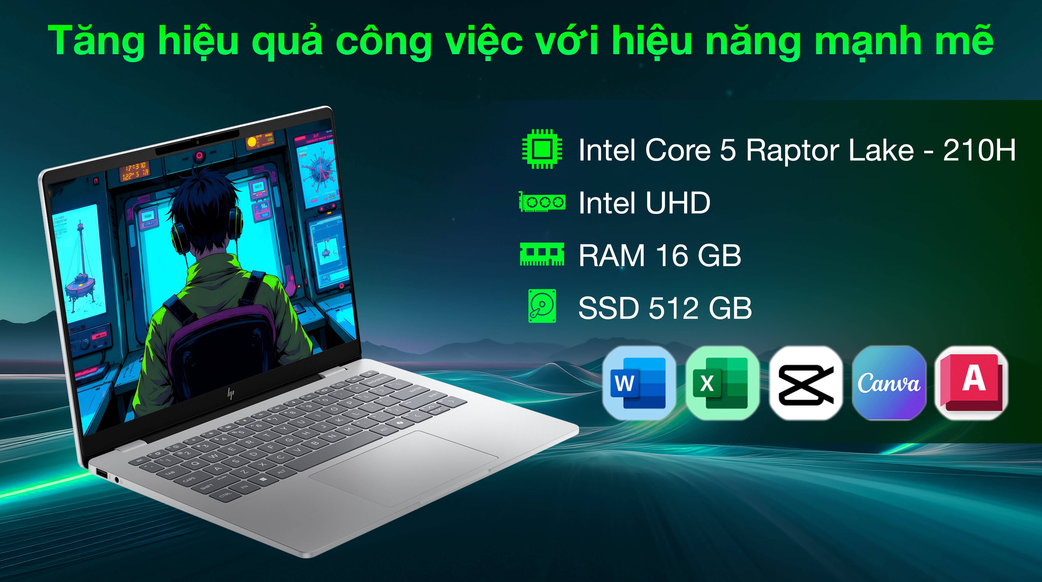 Laptop HP OmniBook 7 14 fs0043TU - C1MN3PA (Core 5 210H, 16GB, 512GB, 2K, OfficeH24+365, Win11)