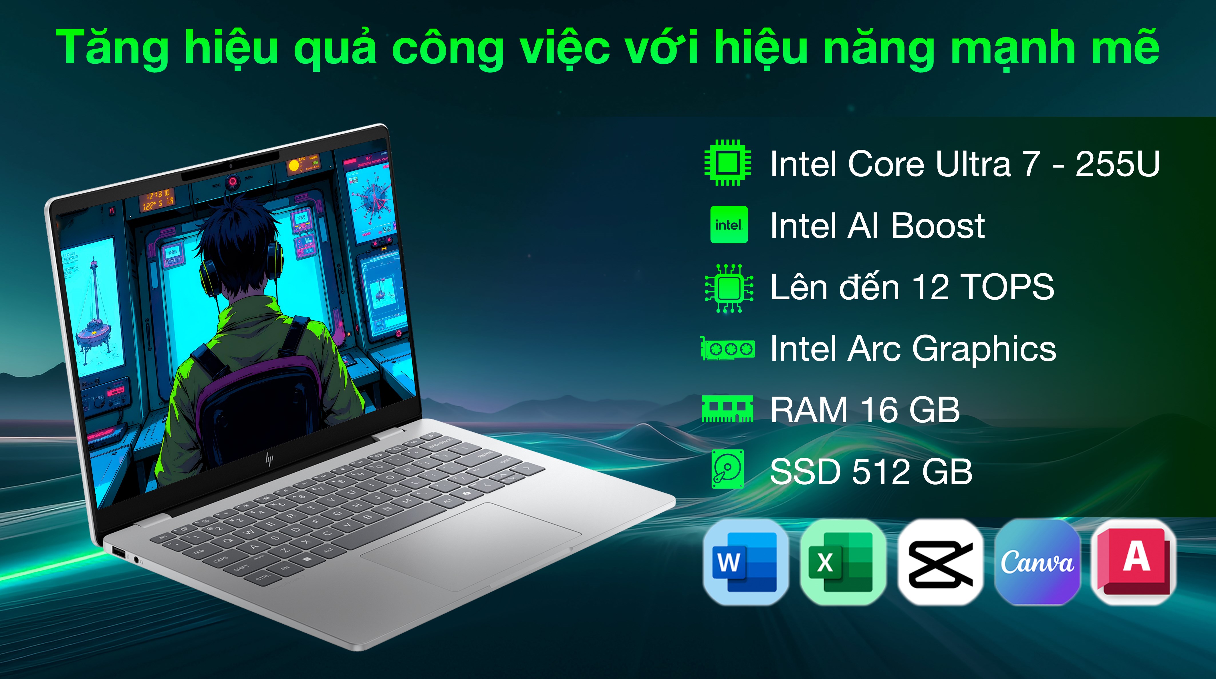 Laptop HP OmniBook 7 14 fr0027TU - C1MN1PA (Ultra 7 255U, 16GB, 512GB, 2K, OfficeH24+365, Win11)