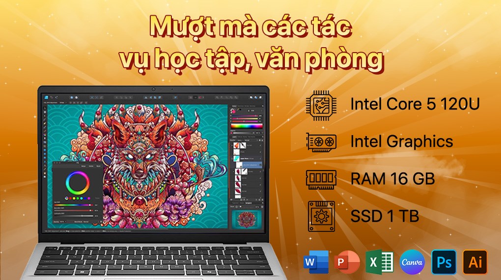 Laptop Dell 14 DC14250 - F0FTK5 (Core 5 120U, 16GB, 1TB, Full HD+, OfficeH24+365, Win11)