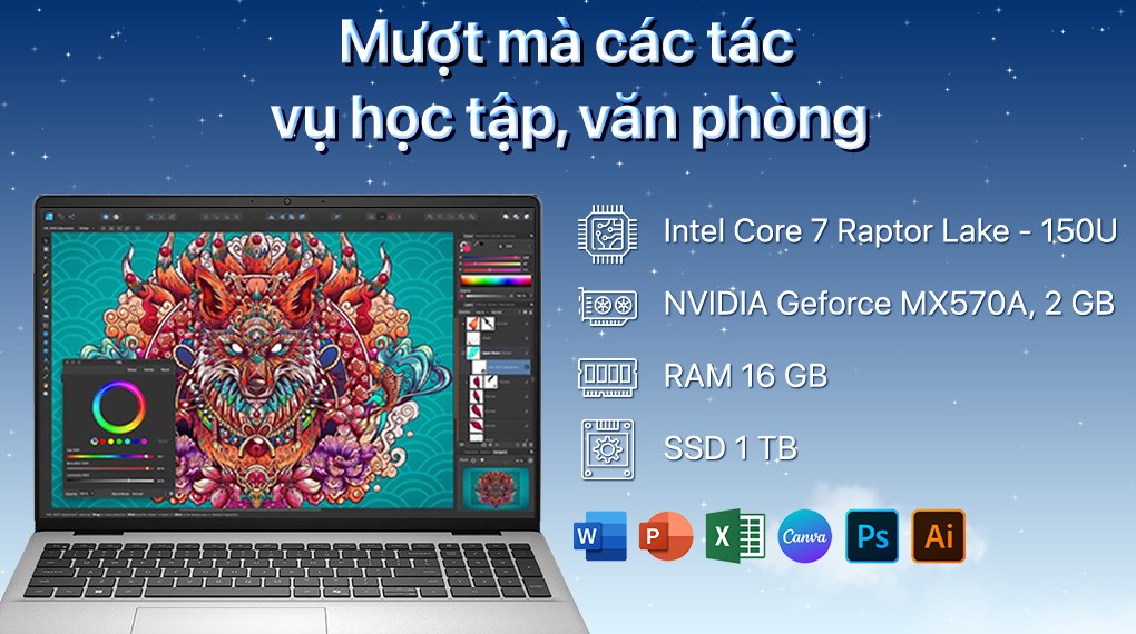 Laptop Dell 16 DC16251 - DC6C7557W1 (Core 7 150U, 16GB, 1TB, Full HD+, OfficeH24+365, Win11)