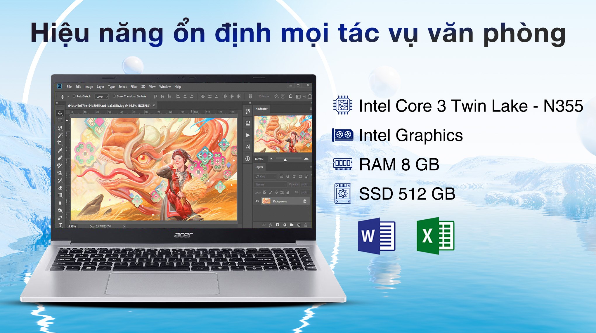 Laptop Acer Aspire Lite 15 AL15-33P-38BA - NX.D2KSV.001 (Core 3 N355, 8GB, 512GB, Full HD, Win11)