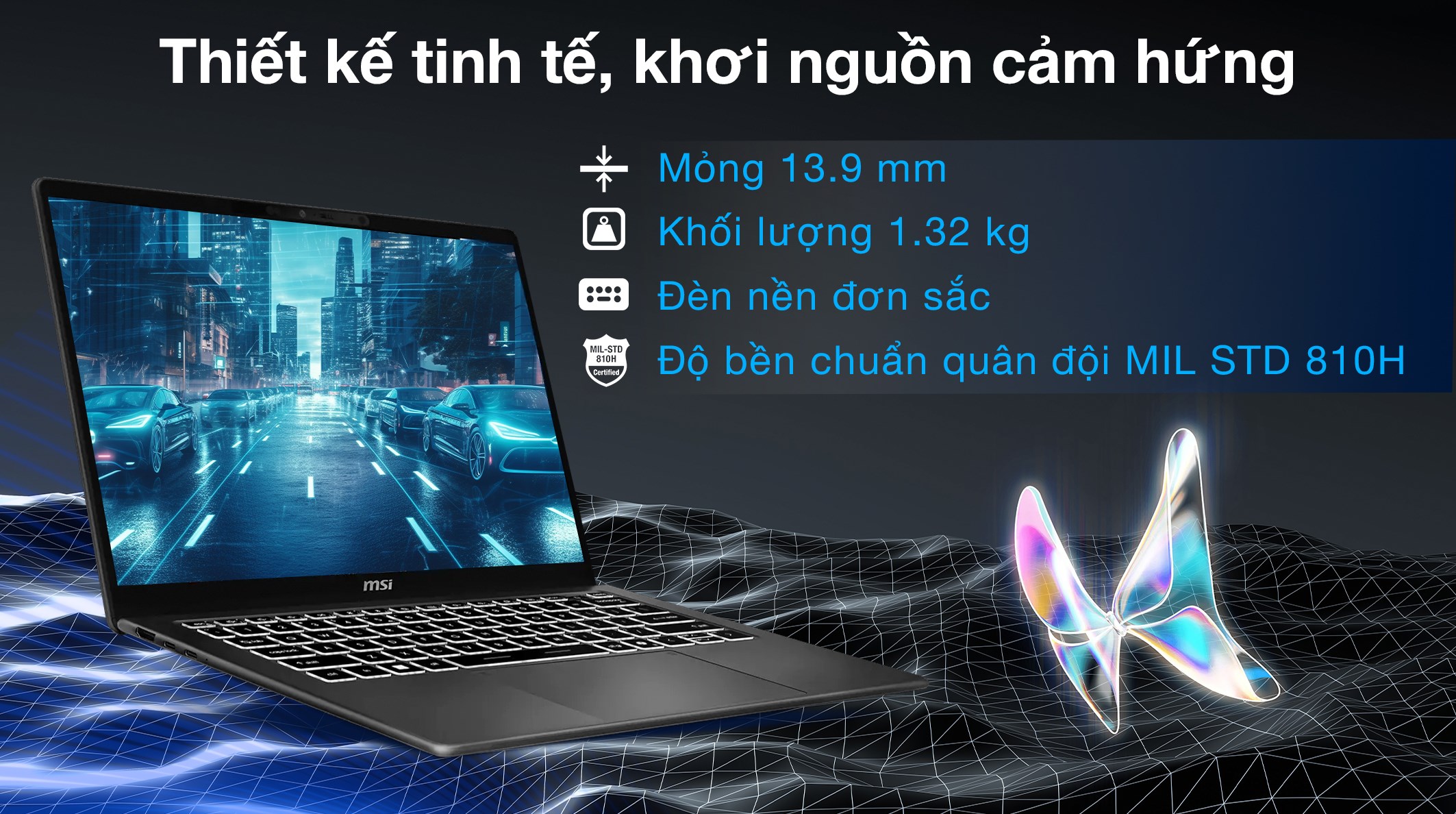 Laptop MSI Prestige 14 AI+ D3MG - 022VN (Ultra 7 355, 32GB, 1TB, Full HD+ OLED, Win11)
