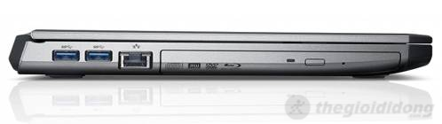 Cạnh trái gồm 2  cổng USB 3.0, mạng LAN và ổ DVD