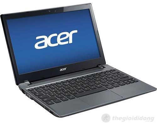 Acer ChromeBook C710 Thiết kế vỏ nhựa xám mờ khá sang trọng, cùng logo Chrome đặc trưng