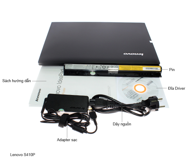 Bộ sản phẩm gồm: Hộp, Pin, Dây nguồn, Sách hướng dẫn, Đĩa Driver, Adapter sạc