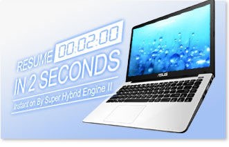 Tính năng khởi động nhanh Instant-On trong vòng 2 giây Asus X402CA công nghệ instant-On