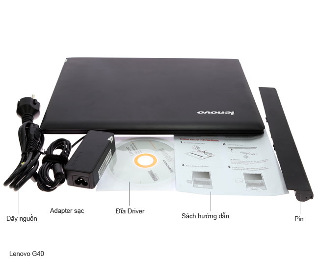 Bộ sản phẩm gồm: Hộp, Pin, Dây nguồn, Sách hướng dẫn, Đĩa Driver, Adapter sạc
