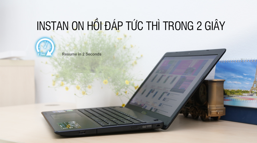<p>Instant On l&agrave; chức năng được Asus cung cấp tr&ecirc;n P550LD, cho ph&eacute;p khởi động m&aacute;y từ chế độ Sleep hoặc Hibernate trong thời gian ngắn nhất. Instant On c&ograve;n g&oacute;p phần trong việc k&eacute;o d&agrave;i thời gian sử dụng pin của m&aacute;y cho một lần sạc pin duy nhất.</p>