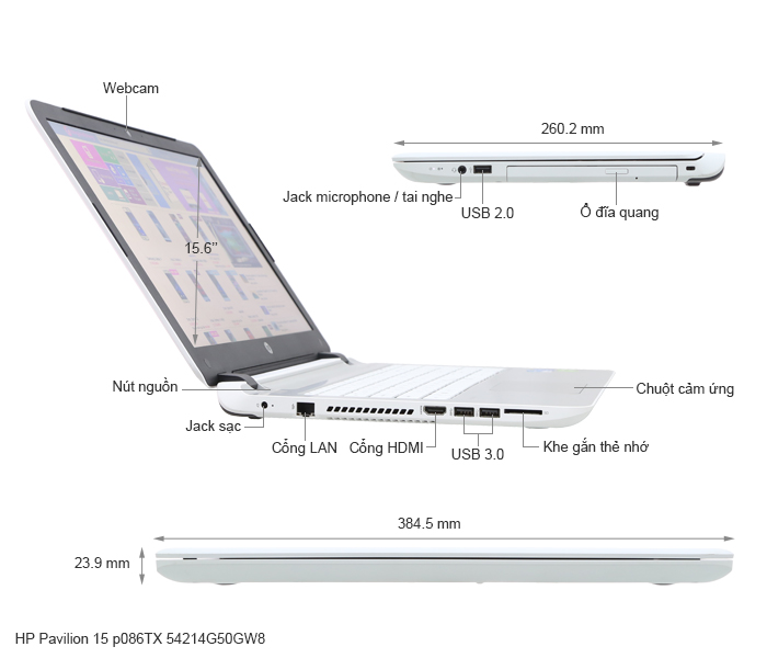 HP Pavilion 15 p086TX 54214G50GW8