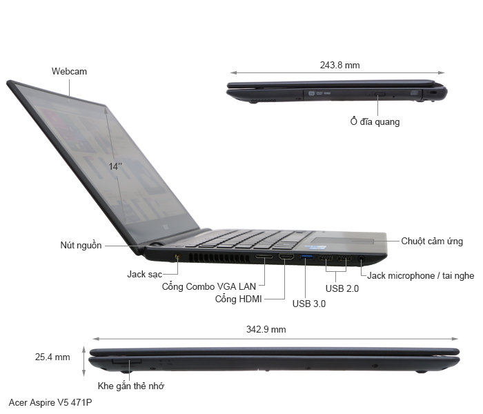Acer Aspire V5 471P 53334G50W8TMn
