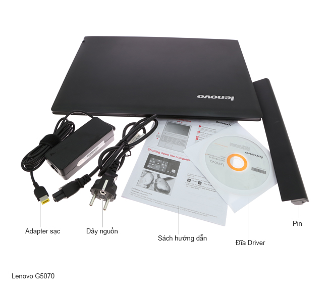 Bộ sản phẩm gồm: Hộp, Pin, Dây nguồn, Sách hướng dẫn, Đĩa Driver, Adapter sạc