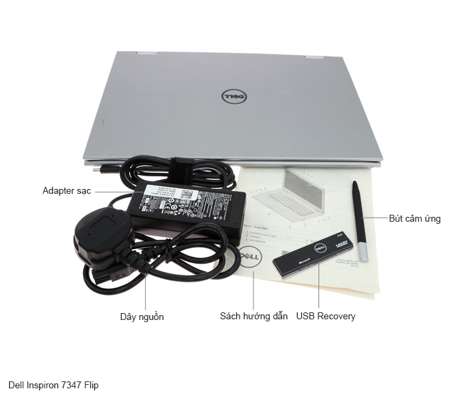 Bộ sản phẩm gồm: Hộp, Dây nguồn, Sách hướng dẫn, USB Recovery, Bút cảm ứng, Thùng máy, Adapter sạc