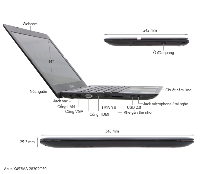 Asus X453MA Celeron N2830/2G/500G