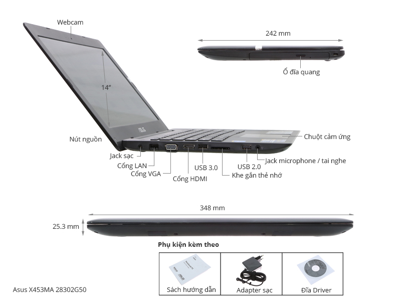 Asus X453MA Celeron N2830/2G/500G