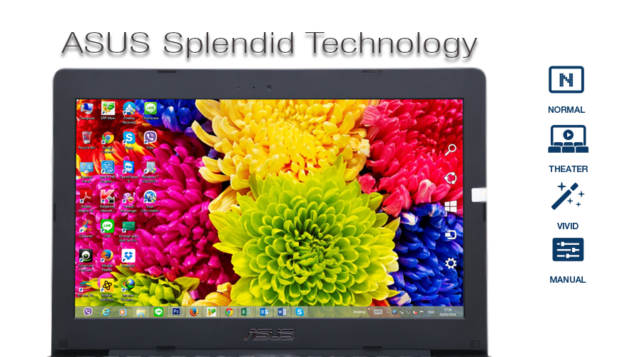 <p>C&ocirc;ng nghệ độc quyền Splendid của ASUS cung cấp trải nghiệm h&igrave;nh ảnh tốt nhất. ASUS Splendid l&agrave;&nbsp;c&ocirc;ng nghệ tự động điều chỉnh gam m&agrave;u v&agrave; độ ch&iacute;nh x&aacute;c m&agrave;u sắc của m&agrave;n h&igrave;nh hiển thị.&nbsp;</p>