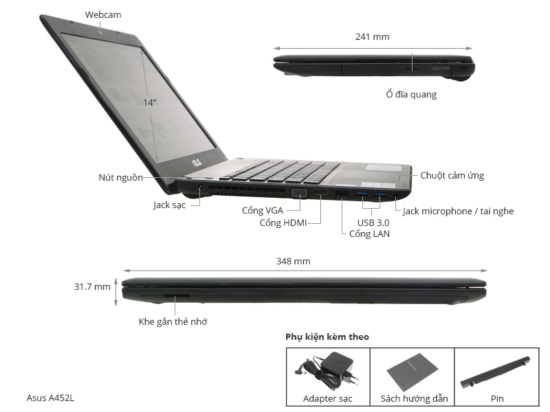 Asus X452LAV i3 4030U/2GB/500GB/Win8.1